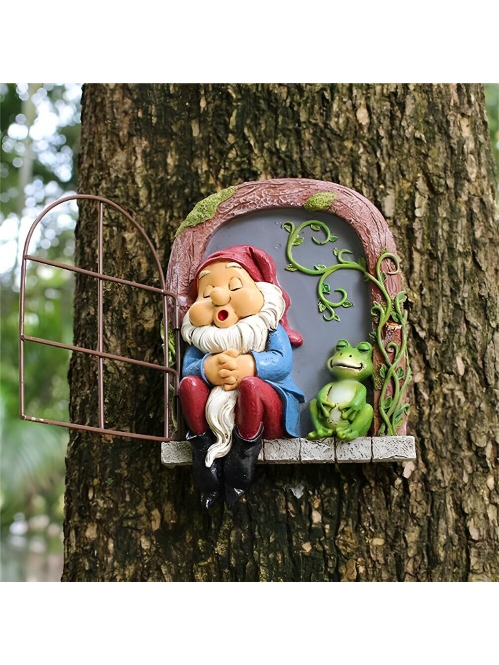 Statues Elf Out The Door Tree Hugger, Garden Yard Decorations Tree Sculpture